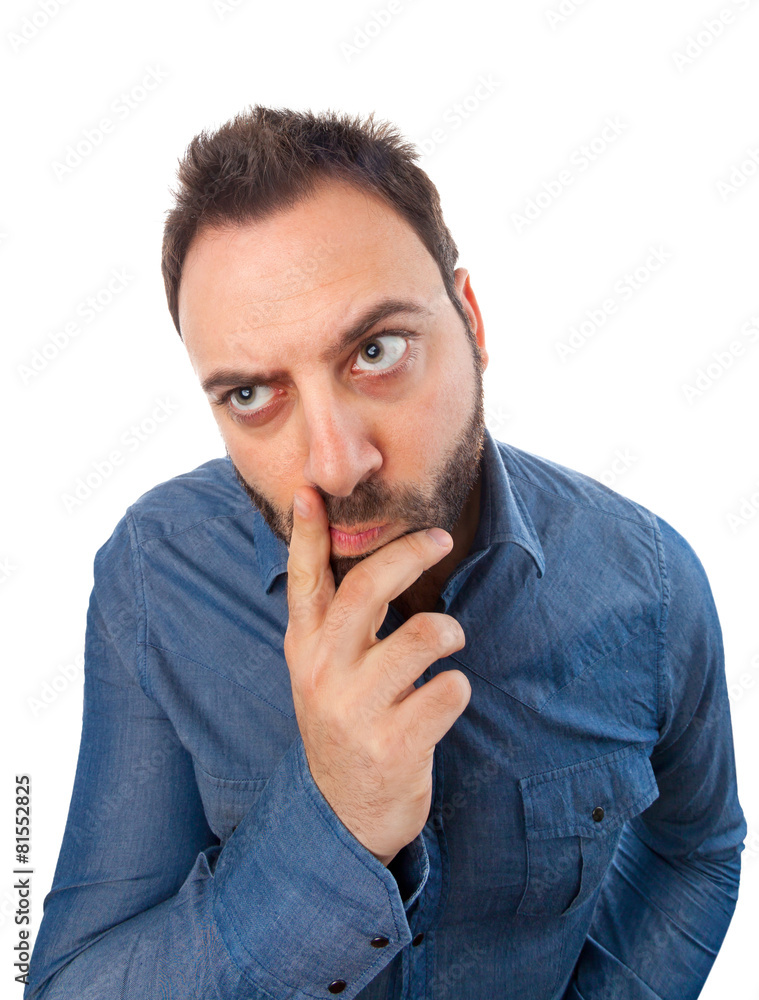 Young man with thoughtful expression. Young man with thoughtful expression.