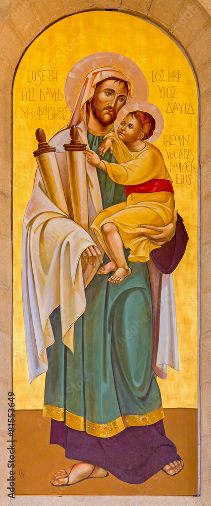 Bethlehem - icon of st. Joseph in St. Catharine church - obrazy, fototapety, plakaty 
