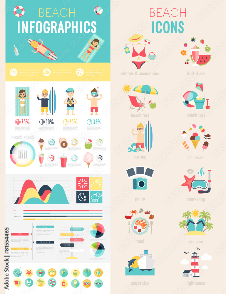 Beach Infographic set