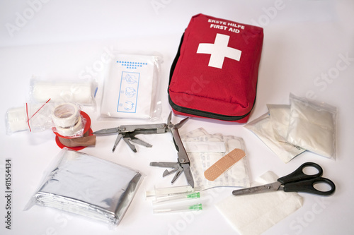Open first aid kit