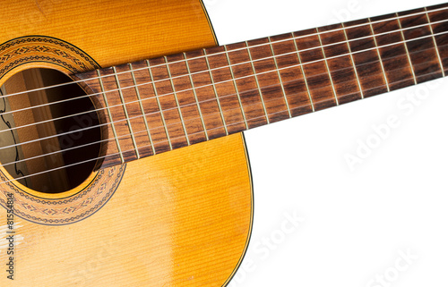 The old classical guitar isolated on white