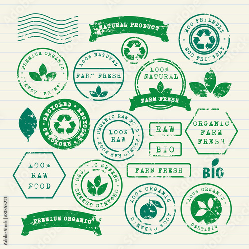Vector set of ecology healthy food and environment