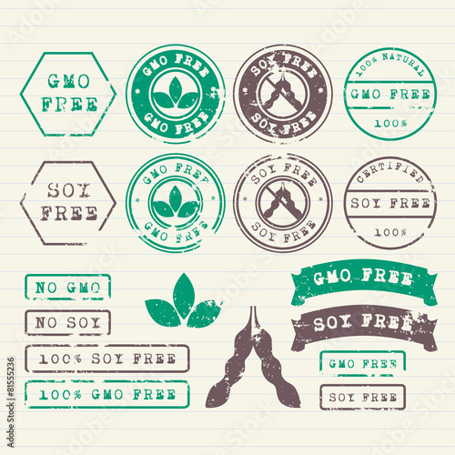 GMO and Soy free stamps set