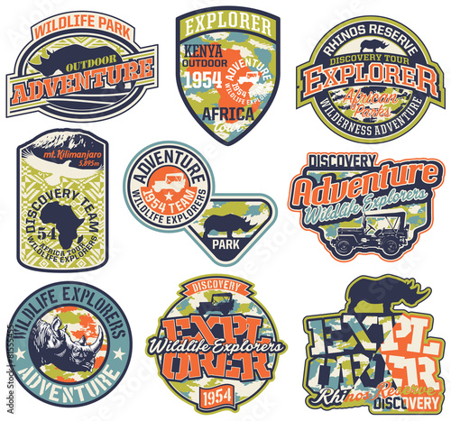 Adventure badges vector collection
