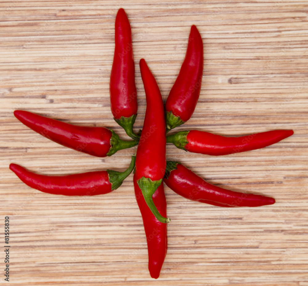 red chili pepper on wooden background