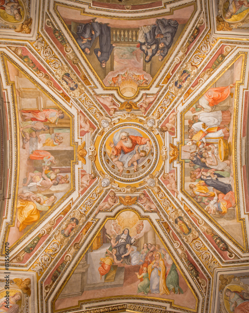 Rome - ceiling fresco of chapel in church Chiesa di San Agostino - obrazy, fototapety, plakaty 