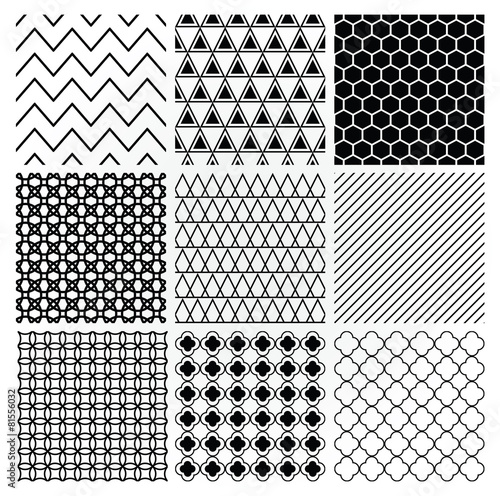 Geometric Monochrome Seamless Background Patterns