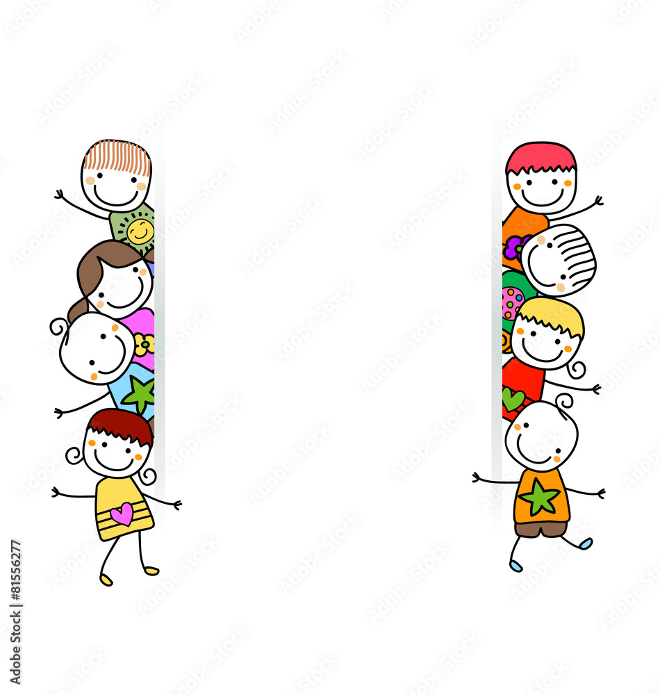 Fototapeta premium happy kids with banner