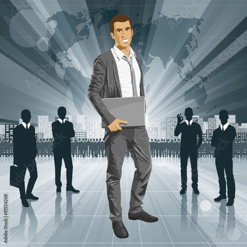 Vector Businessman With Laptop