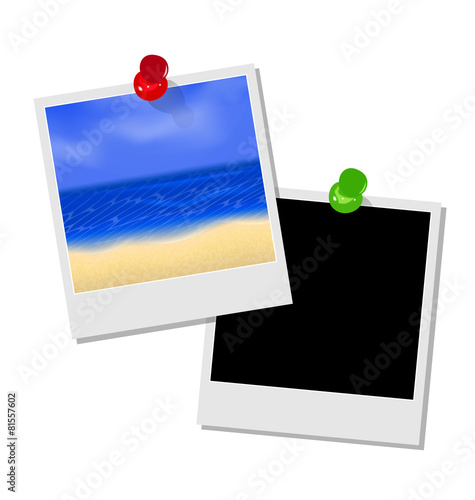 Photo frame with beach and empty photo frame