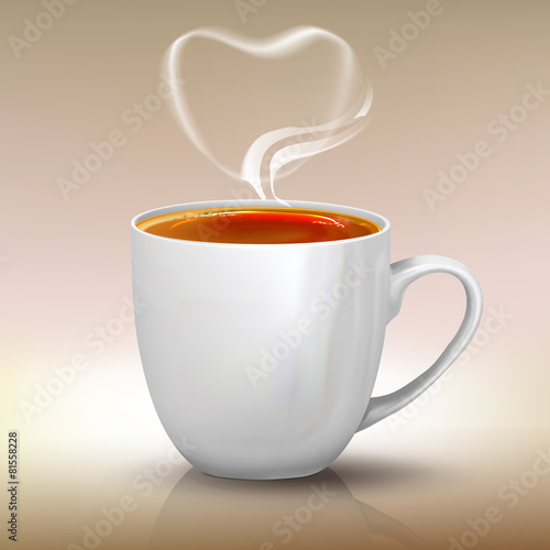 Realistic cup of black tea, vector object illustration