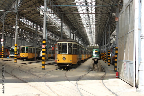 Tram depot in Milan, Italy