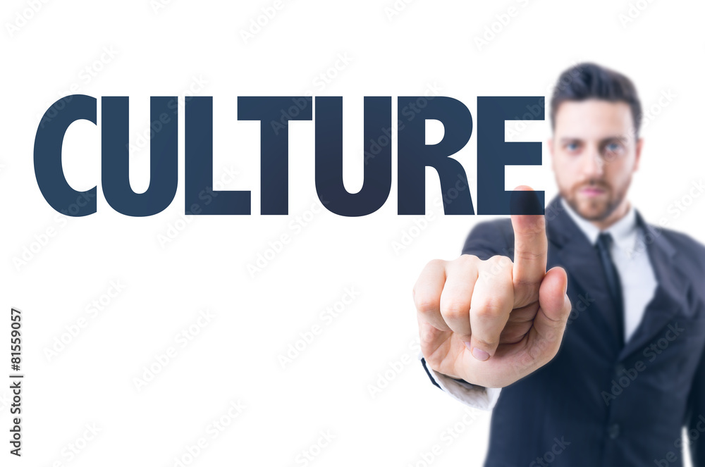 Business man pointing the text: Culture Business man pointing the text: Culture