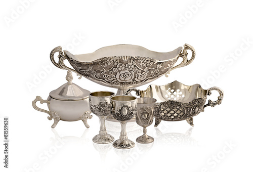 set of silver old ware