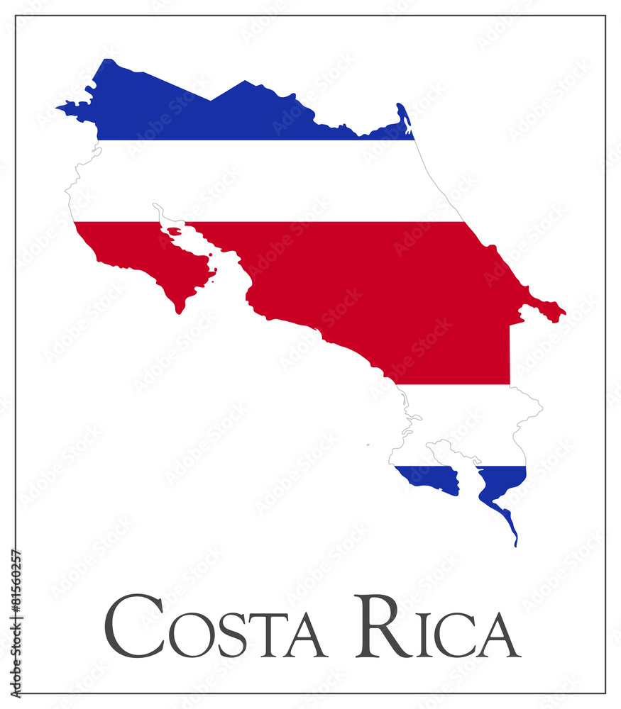 Obraz premium Costa Rica flag map