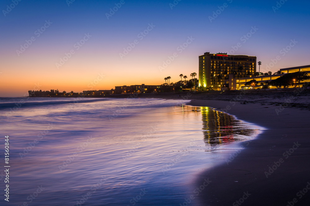 The Pacific Coast at sunset, in Ventura, California.
