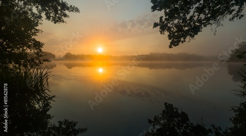 Lake sunrise in summer