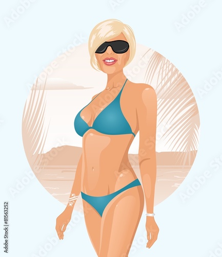 pretty girl on summer background