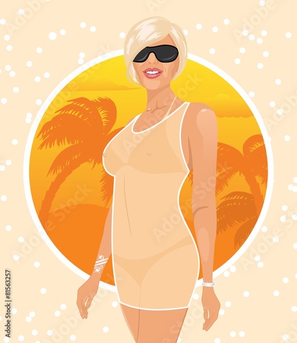 pretty girl on summer background
