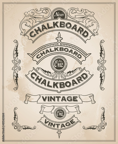Vintage retro hand drawn banner set - vector illustration
