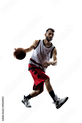 Basketball player in action isolated on white © 103tnn