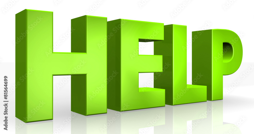 3d Help text isolated white background 3d Help text isolated white background
