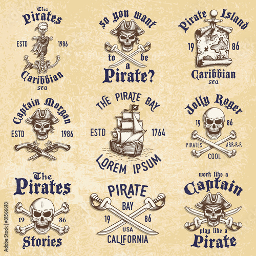 Dekoracja na wymiar  set-of-vintage-hand-drawn-pirates-designed-emblems
