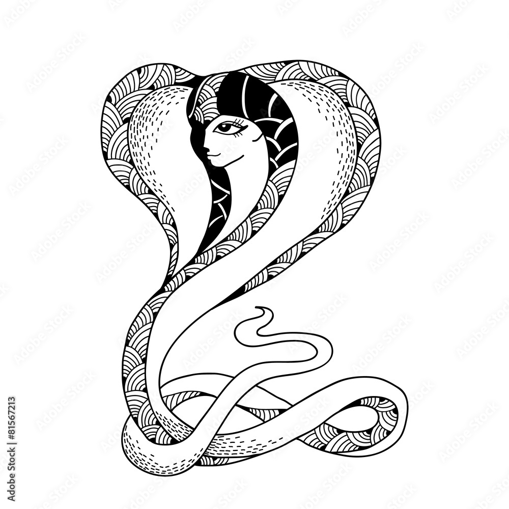 Fototapeta premium Mythological Snake with head of woman
