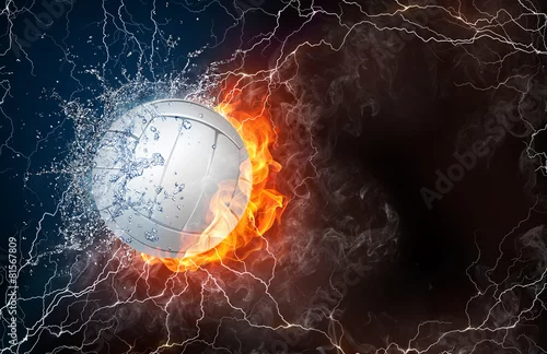Obraz Piłka do siatkówki w ogniu i wodzie