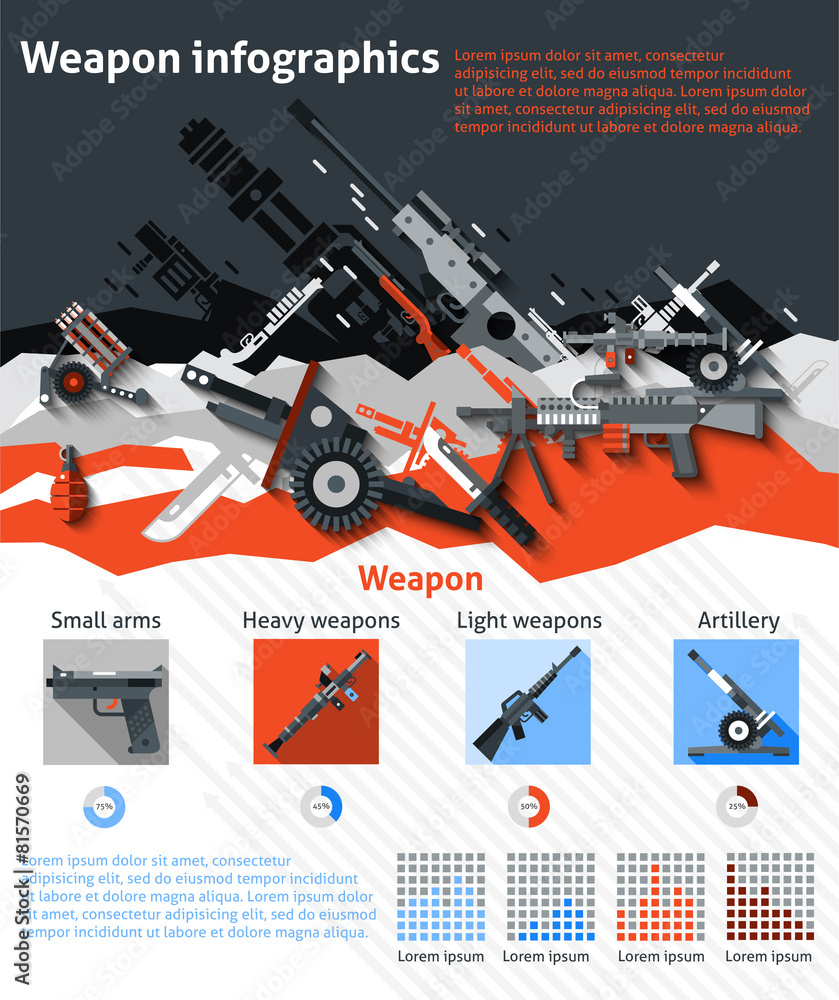 Obraz premium Weapon Infographics Set