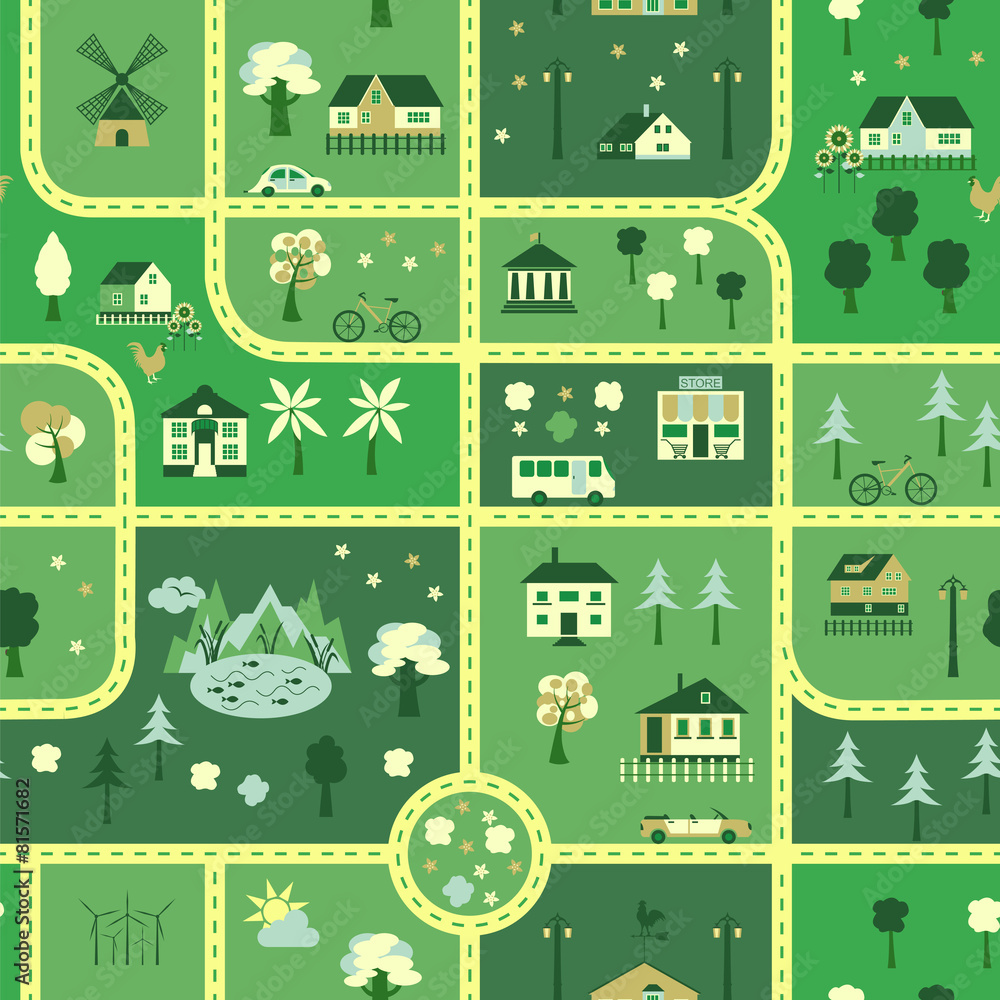 City map seamless pattern