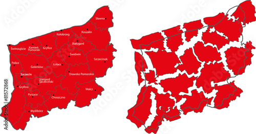 Tableau sur toile Map of West Pomeranian Province