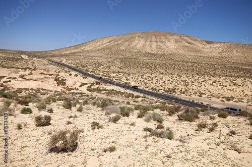 Sand dunes and mountains near Sotavento beach on Jandia peninsul