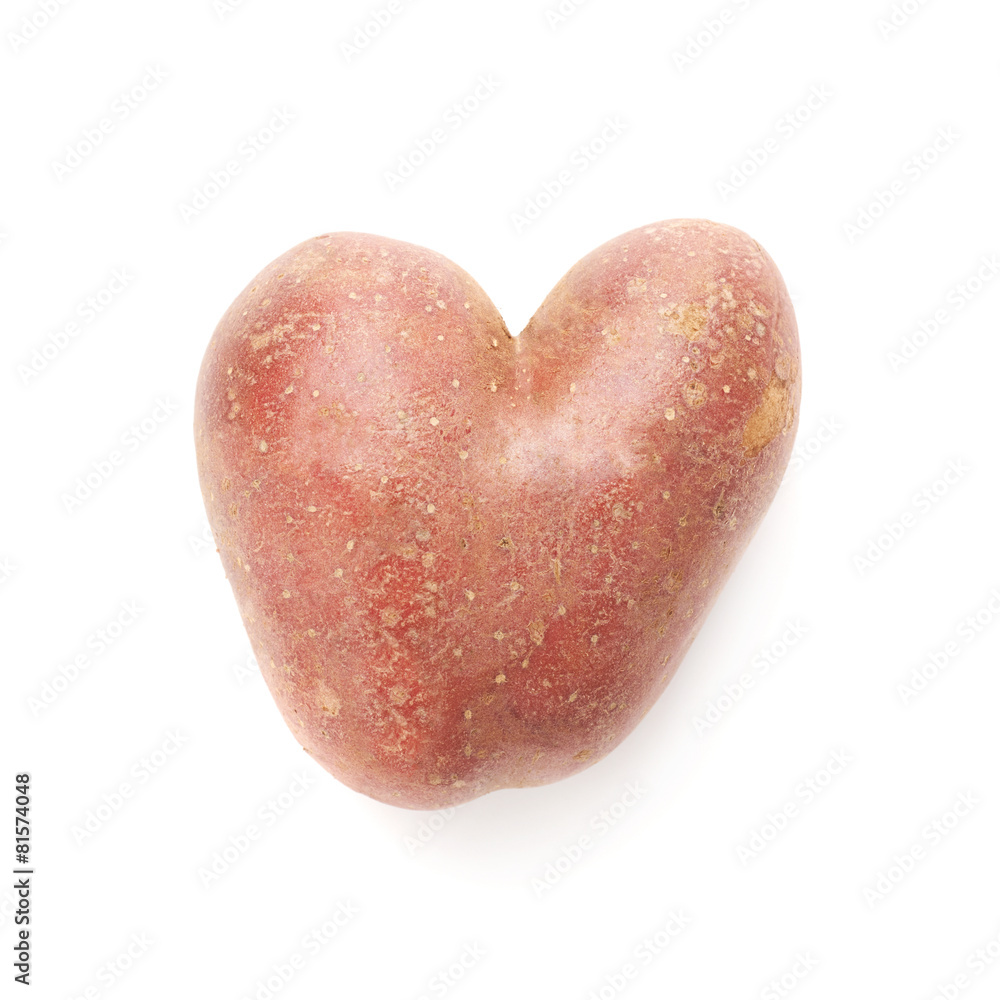 Heart shaped potato isolated