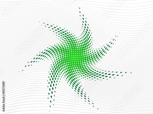 Abstract twisted green halftone star