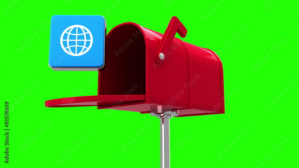 Internet icon in the mailbox on green background Internet icon in the mailbox on green background