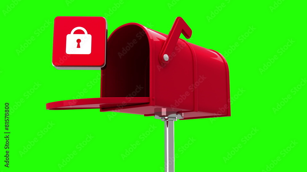 Lock icon in the mailbox on green background Lock icon in the mailbox on green background