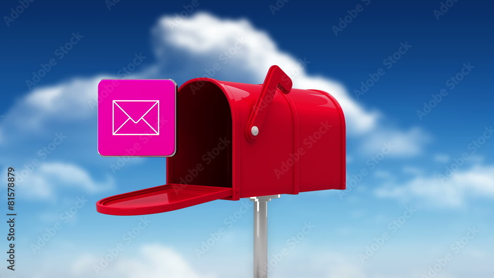 Mail icon in the mailbox on blue sky background Mail icon in the mailbox on blue sky background