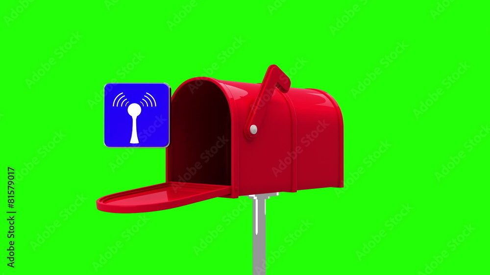 Wifi icon in the mailbox on green background Wifi icon in the mailbox on green background