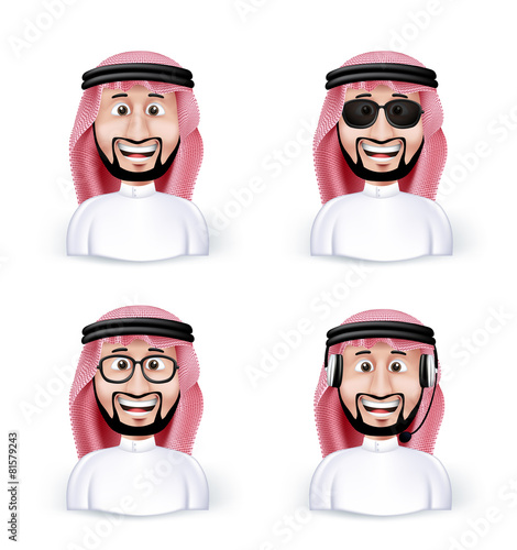 Set of 3D Dimension Saudi Arab Man in Different Professional