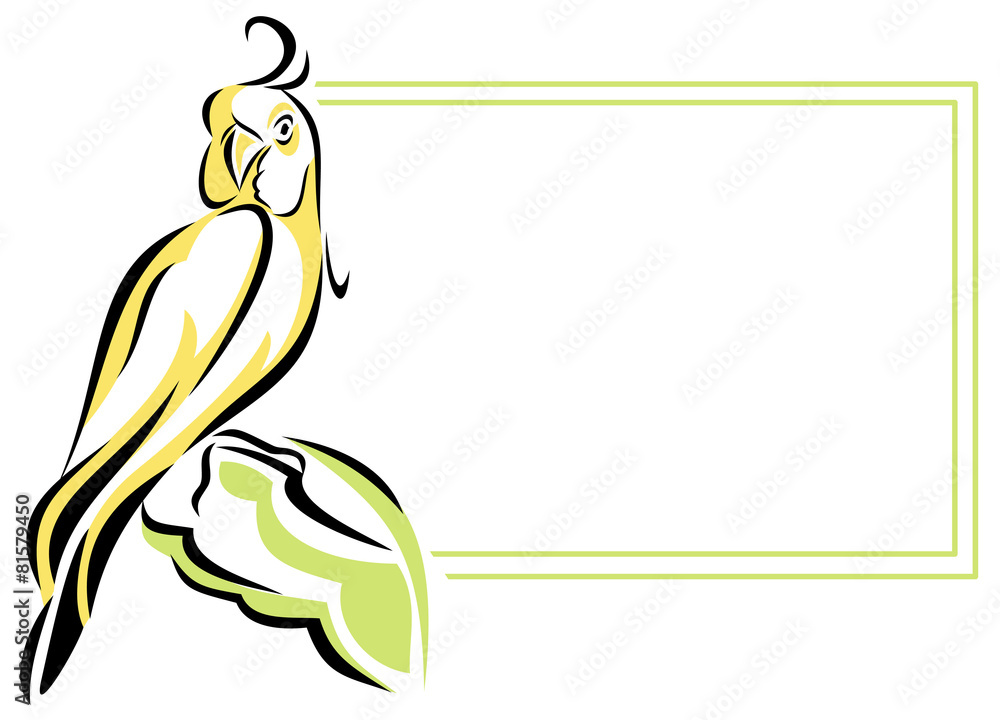 Fototapeta premium Horizontal frame with a white parrot