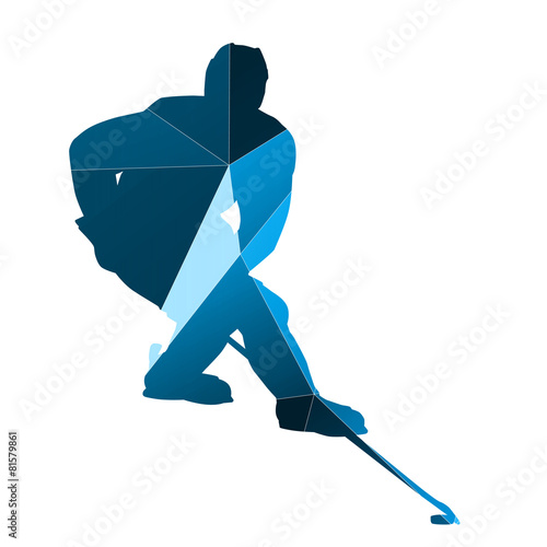 Blue geometric hockey player