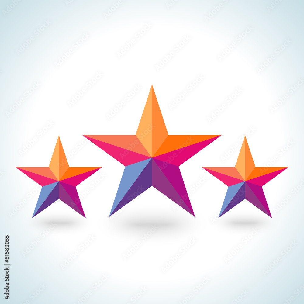 Bright colorful stars shape in modern polygonal crystal style Bright colorful stars shape in modern polygonal crystal style