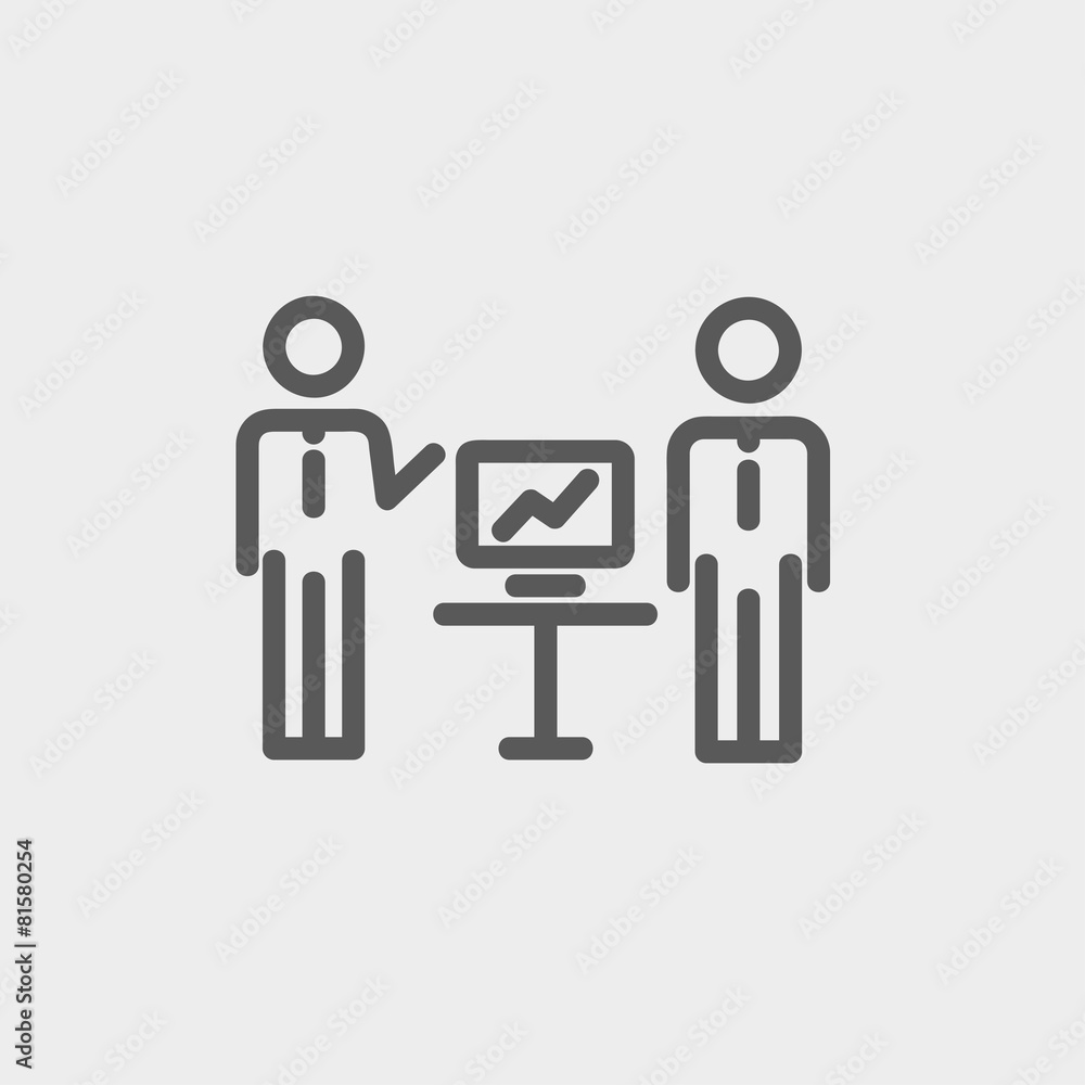 Two men and their business report thin line icon Two men and their business report thin line icon