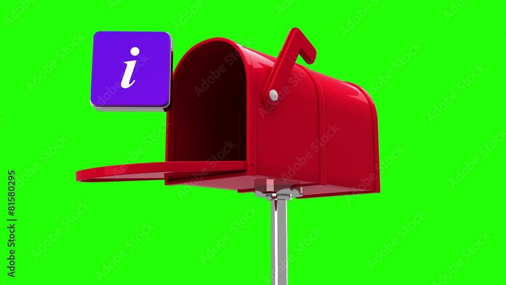 Information symbol in the mailbox on green background Information symbol in the mailbox on green background