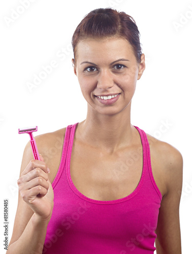 Young woman with razor