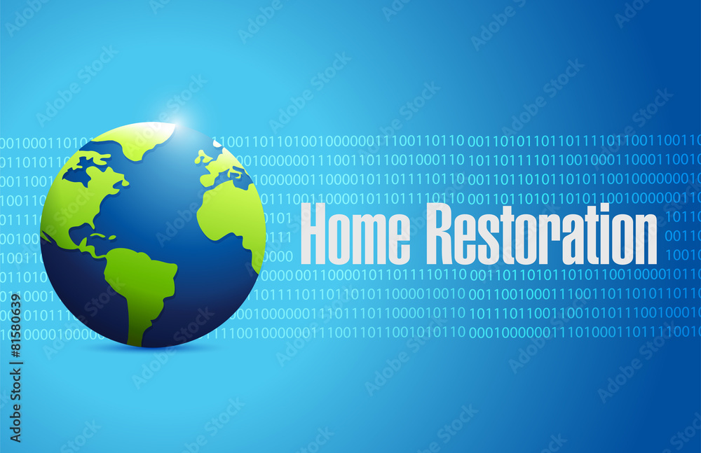 home restoration globe sign illustration design home restoration globe sign illustration design