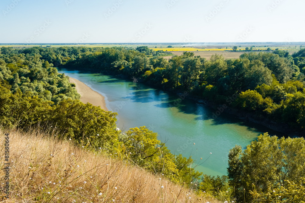 Summer landscape with the river