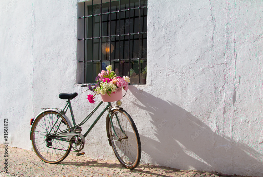 Bicycle with flowers on the spanish street
