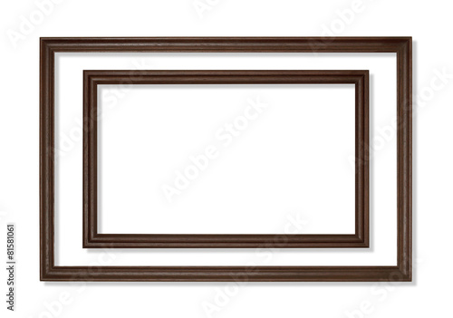 wooden black frame on the white background